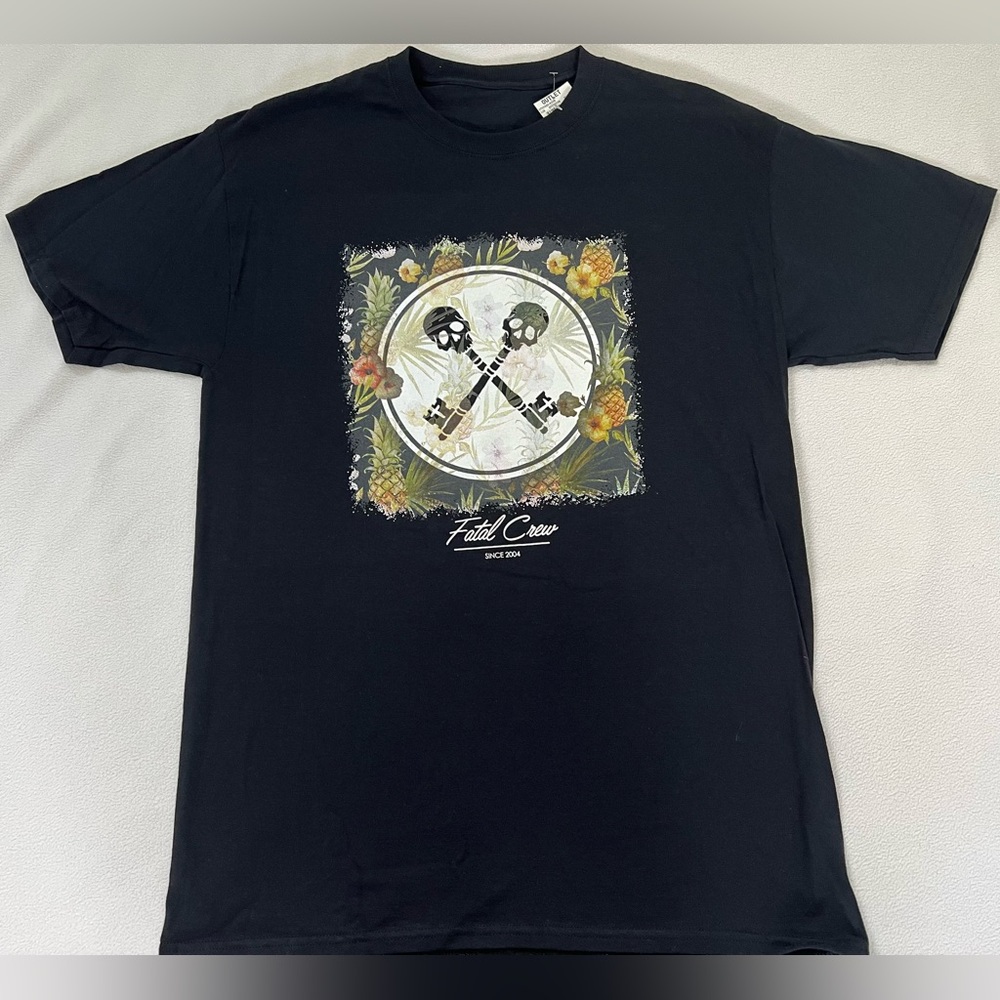 🔥FATAL CLOTHING MEN'S SKULS GRAPHIC BLACK TSHIRT SIZE MEDIUM 100% COTTON NWT